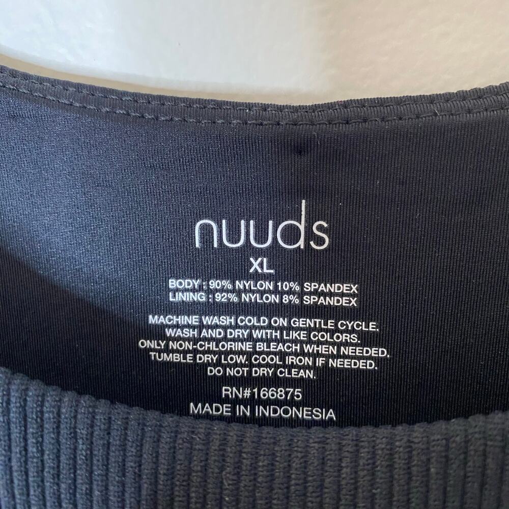 NUUDS Black Ribbed Crew Tank Bodysuit Size XL - Picture 8 of 10